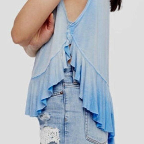 FREE PEOPLE Uptown Sleeveless Ruffle Tee  - Picture 10 of 10